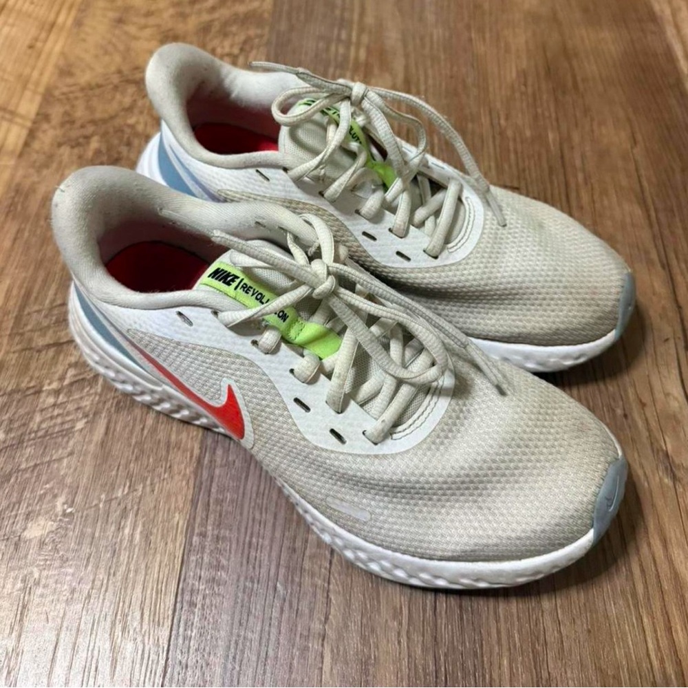 Nike Cream and Red Athletic Sneakers